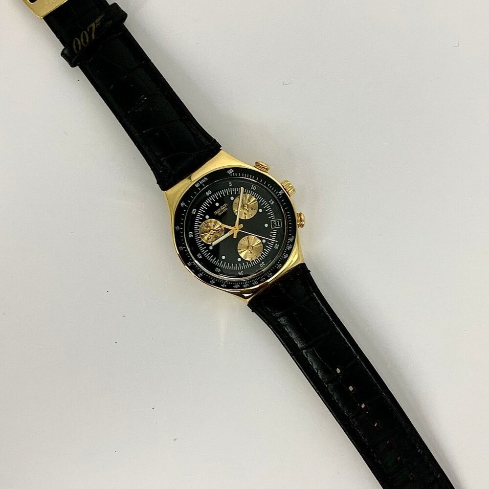Designer Vintage Swatch James Bond 007 "Goldfinger" Irony Chrono Watch YCG401